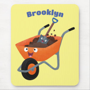 Mousepad Imagem de desenho animado de carrinho de mão laran
