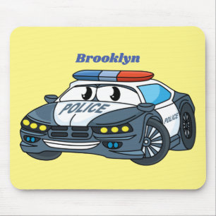 Mousepad Imagem de desenho animado de carro da polícia fel