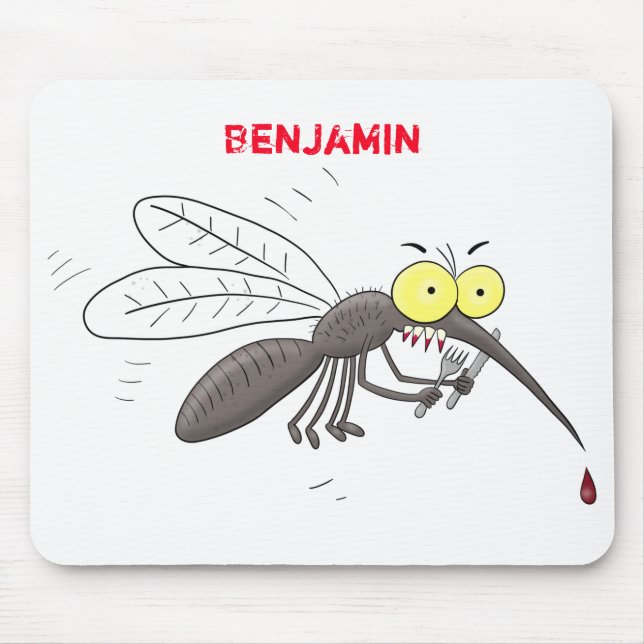 Mousepad Imagem de desenho animado de insetos mosquitos eng (Frente)