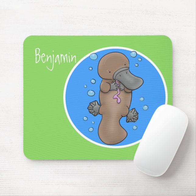 Mousepad Imagem de desenho animado de platypus de bebê feli (Com mouse)