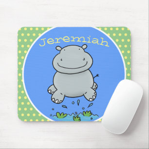 Mousepad Imagem de desenho animado de salto do hipopótamo