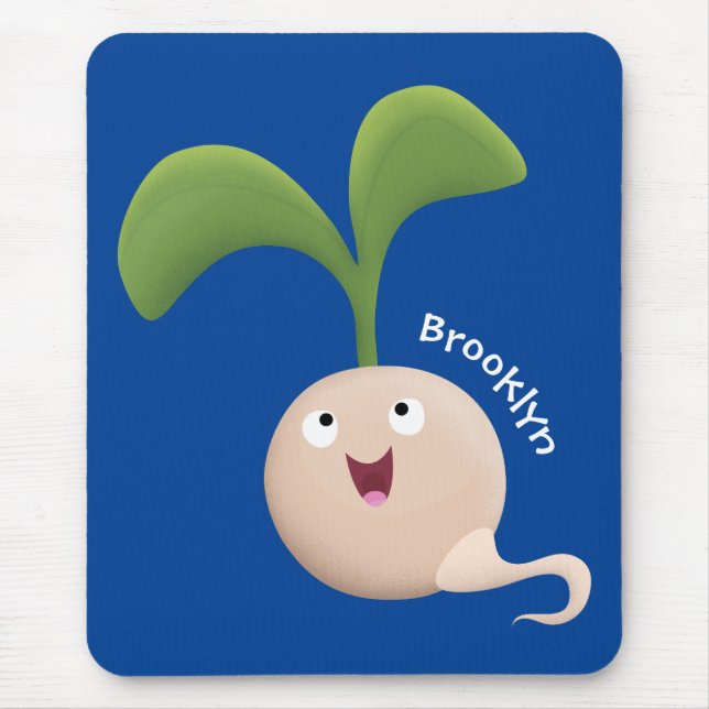 Mousepad Imagem de desenho animado de sementes felizes e bo (Frente)
