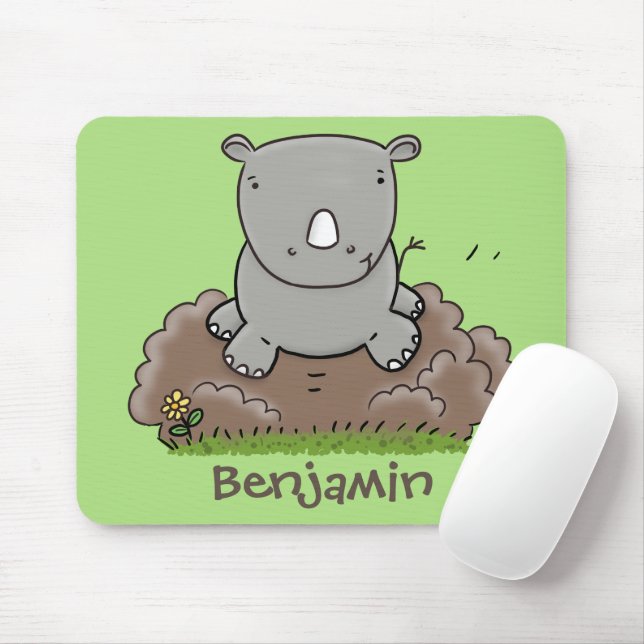 Mousepad Imagem de desenho animado do bebê rhino bonito (Com mouse)