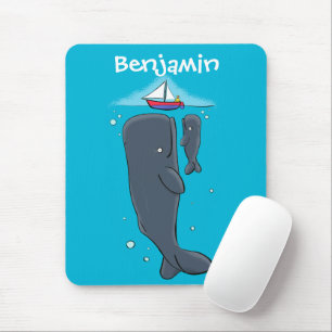 Mousepad Imagem de desenhos animados de baleias-brancas e d