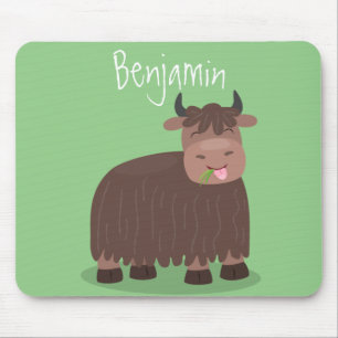 Mousepad Imagem de desenhos animados de grama feliz e engra