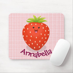 Mousepad Imagem de desenhos animados de morango kawaii