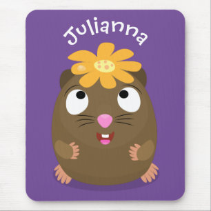 Mousepad Imagem de desenhos animados felizes da cobaia