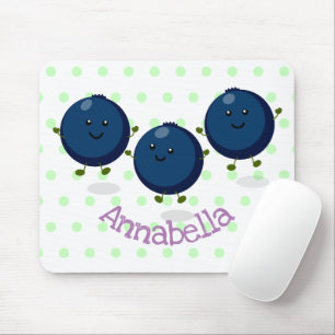 Mousepad Imagem de desenhos animados roxos de mirtilos bran