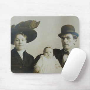 Mousepad Imagem de Fotografia B&W RPPC da Família Bowler
