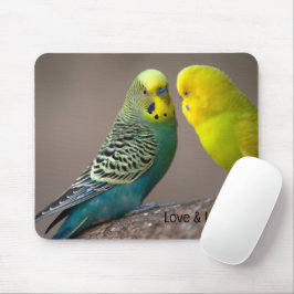 Mousepad Imagem de papagaios de Amor e Texto de Amor no Mou