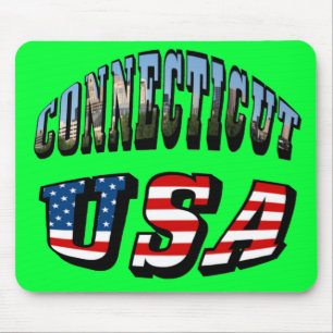 Mousepad Imagem do Connecticut e Texto do Sinalizador EUA