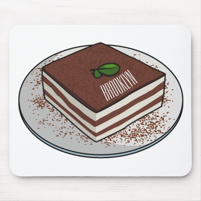 Mousepad Imagem do desenho do bolo Tiramisu (Frente)