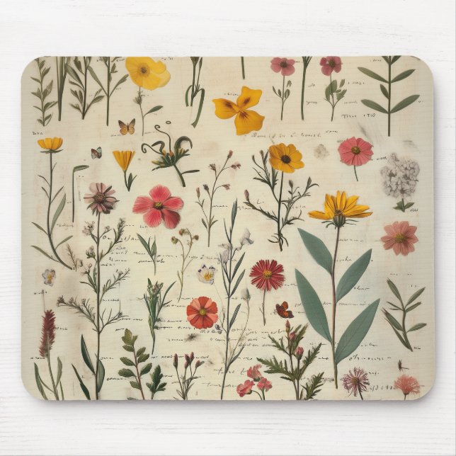 Mousepad Imagem do estilo Herbário Vitoriano (Frente)