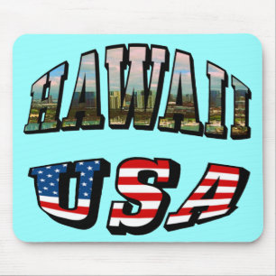 Mousepad Imagem do Havaí e Texto de Sinalizador dos EUA