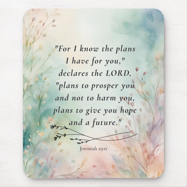 Mousepad Imagem do versículo da Bíblia Jeremias 29:11 (Frente)