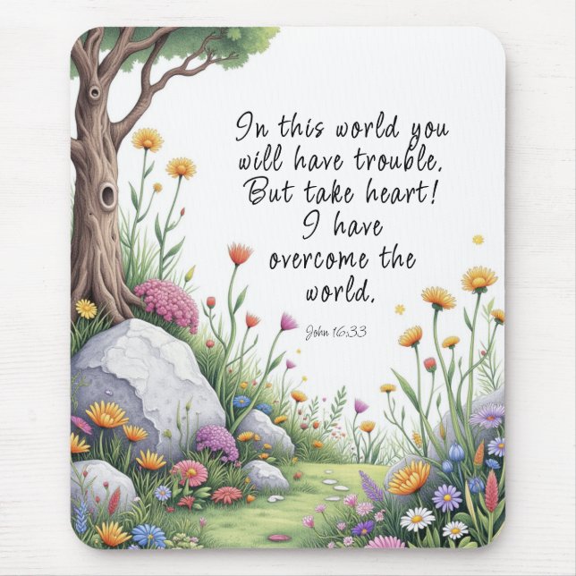 Mousepad Imagem do Versículo da Bíblia João 16:33 Poster (Frente)