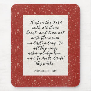 Mousepad Imagem do versículo da Bíblia Provérbios 3:5-6 KJV