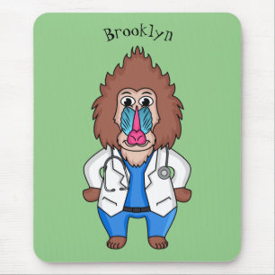 Mousepad Imagem engraçada de cartoon do mandril doutor