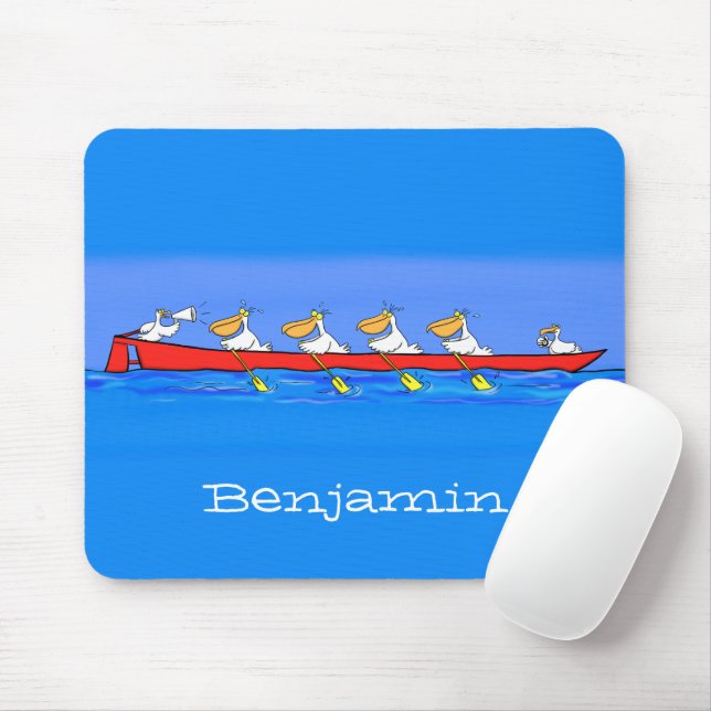 Mousepad Imagem engraçada de desenhos animados pelicanos (Com mouse)