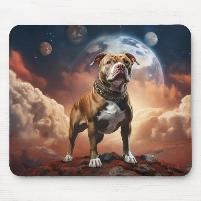 Mousepad Imagem incrível de um cão Pitbull em Marte! (Frente)