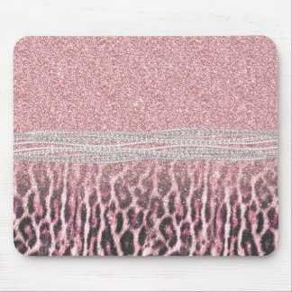 Mousepad Imagem Luminosa Cinzenta Cor-de-Rosa com Leopardo 