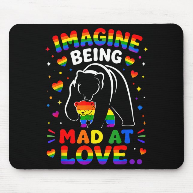 Mousepad Imagine estar zangado com o amor orgulho lgbtq arc (Frente)