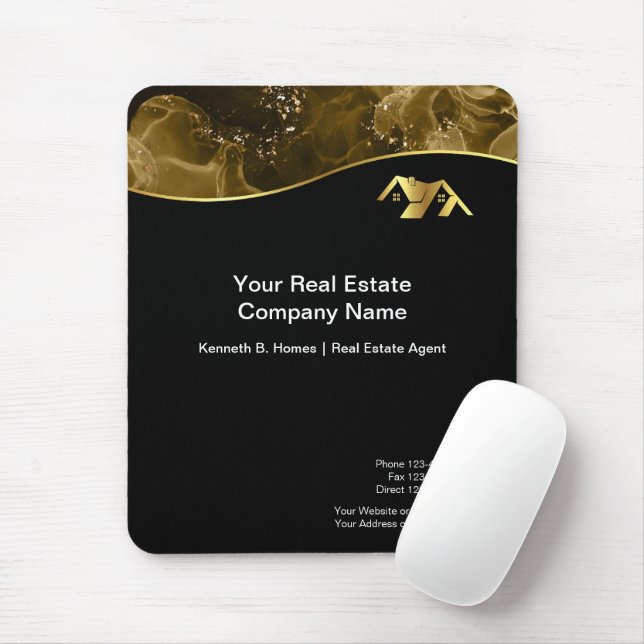 Mousepad Imobiliário. Construção. Dourado negro (Com mouse)