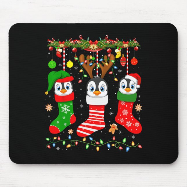 Mousepad Imperador Pinguim Em Meias De Natal Acende Pinguim (Frente)