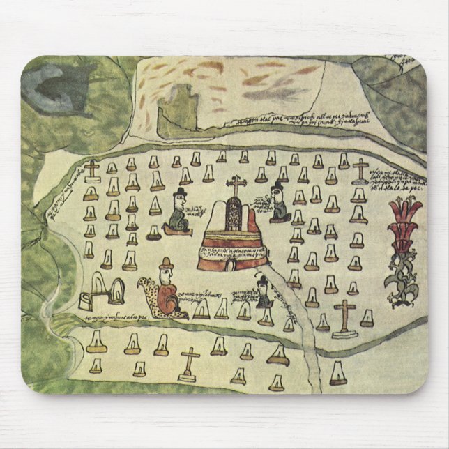 Mousepad Império Asteca de Montezuma, mapa mundial antigo,  (Frente)