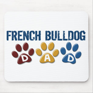 Mousepad Impressão 1 da pata do pai do BULDOGUE FRANCÊS