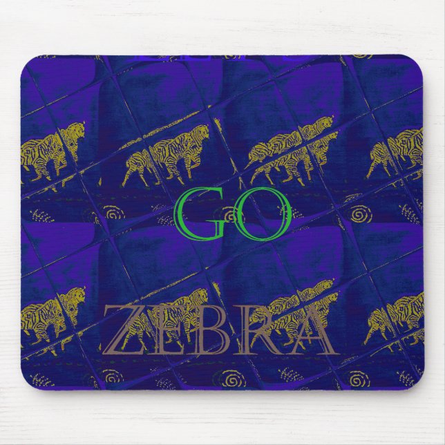 Mousepad Impressão Abstrato "Vamos Ir Zebra" azul francês (Frente)