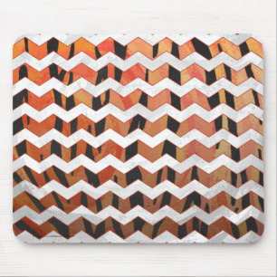 Mousepad Impressão alaranjado do tigre de Chevron e preto