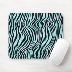 Mousepad Impressão Animal Azul Brilhante Pele de Zebra Turq
