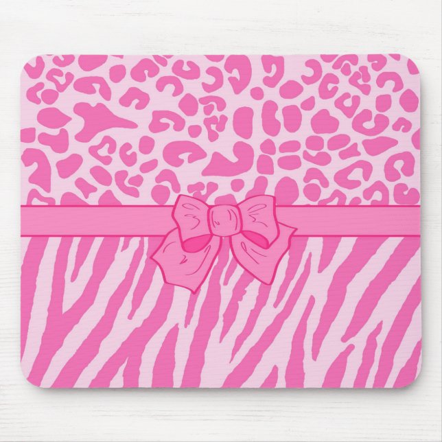 Mousepad Impressão animal e Arco-menina, zebra rosa-branca, (Frente)