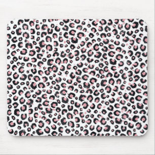 Mousepad Impressão animal negro-leopardo-negro e Rosa elega