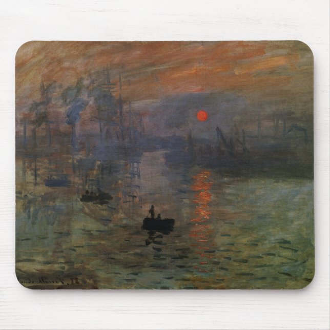 Mousepad Impressão Aumento do sol por Claude Monet, Vintage (Frente)