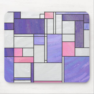 Mousepad Impressão branco roxo mondriano