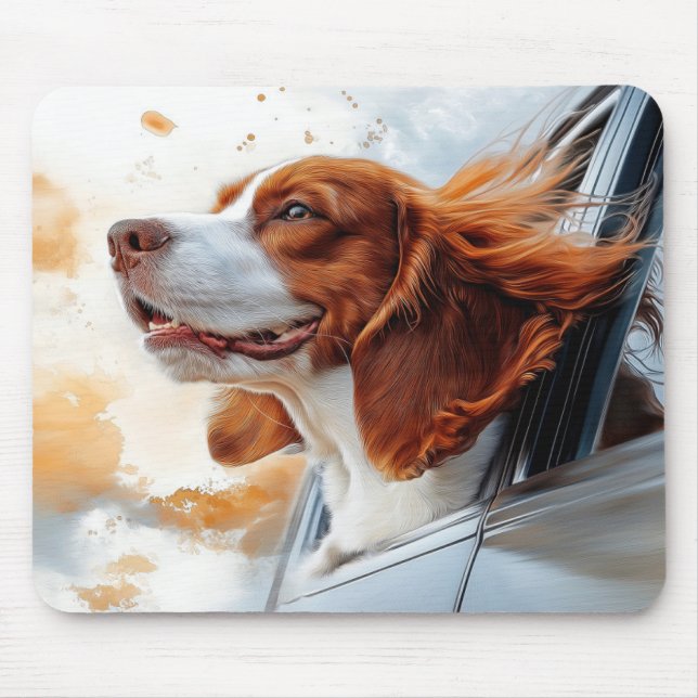 Mousepad Impressão de Arte de Cachorro Alegre no Vento (Frente)