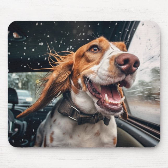 Mousepad Impressão de Arte de Cachorro Animado em Carro Chu (Frente)