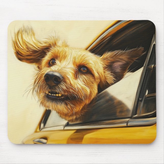Mousepad Impressão de Arte de Cachorro Divertido em Passeio (Frente)