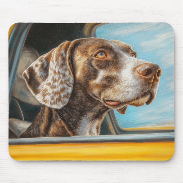 Mousepad Impressão de Arte de Cachorro Manchado em Aventura (Frente)