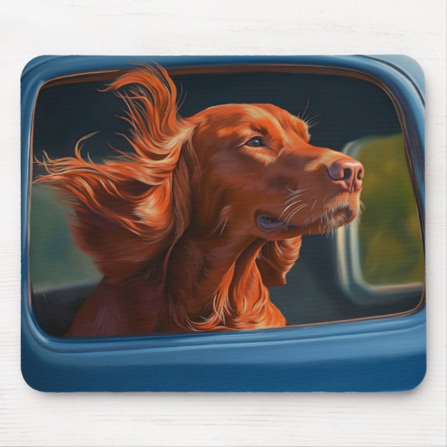 Mousepad Impressão de Arte de Cachorro Vermelho Apreciando  (Frente)