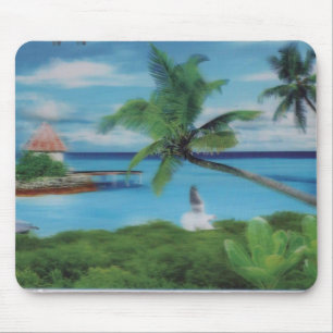 Mousepad Impressão de Arte de Cena de Praia Tropical