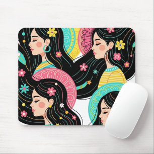 Mousepad Impressão de Arte de Ilustração Floral Boêmia Femi