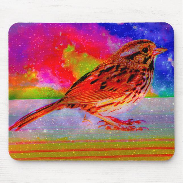 Mousepad Impressão de Arte do Sonho de Pássaro Cósmico" (Frente)