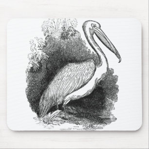 Mousepad Impressão de arte pelicana branca e tinta digital