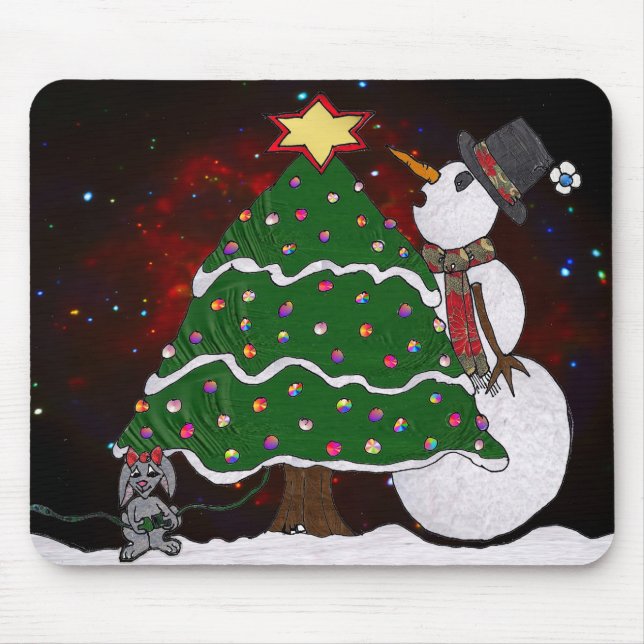 Mousepad Impressão de Arte Surpresa de Árvore de Natal (Frente)