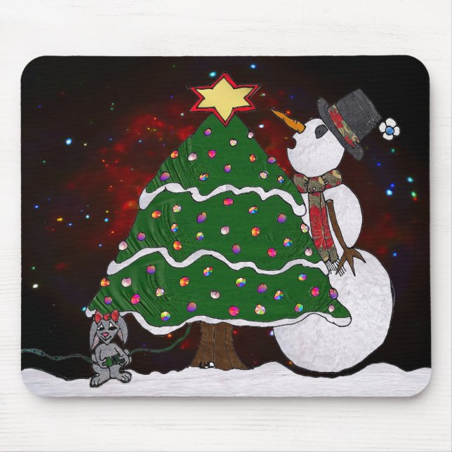 Mousepad Impressão de Arte Surpresa de Árvore de Natal (Frente)