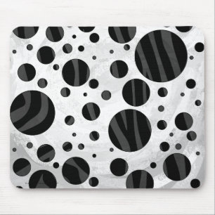 Mousepad Impressão de Cinza e preto-e-Bolinhas de-zebra
