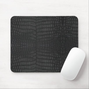 Mousepad Impressão de Couro Crocodilo Preto Faux